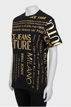 Black T-shirt with gold print