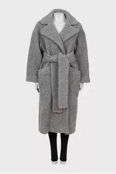 Fitted wool fur coat