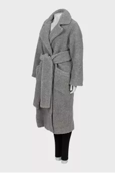 Fitted wool fur coat