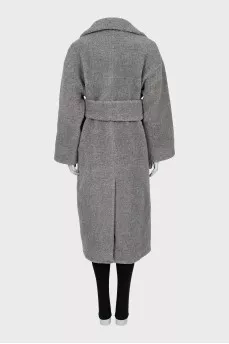 Fitted wool fur coat