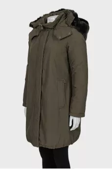 Green parka straight cut