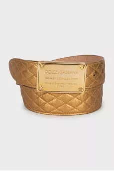 Leather belt with rectangular buckle