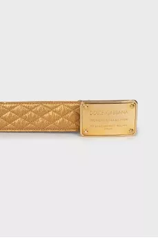 Leather belt with rectangular buckle