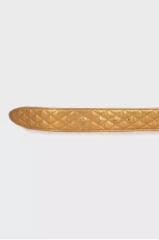 Leather belt with rectangular buckle