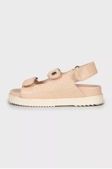 Leather sandals with brand logo
