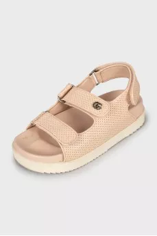 Leather sandals with brand logo