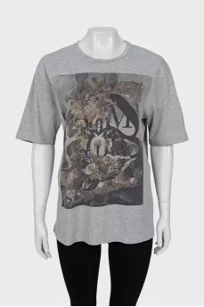 Grey oversized t-shirt with print