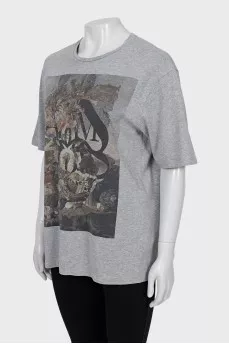 Grey oversized t-shirt with print