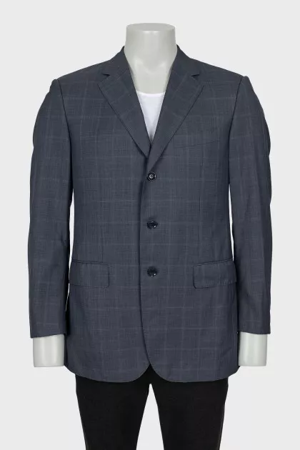 Men's Checkered Wool Blazer