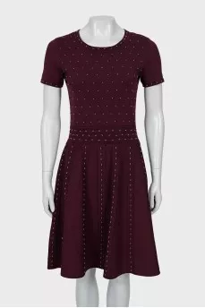 Fitted dress with silver beads