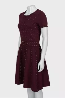 Fitted dress with silver beads