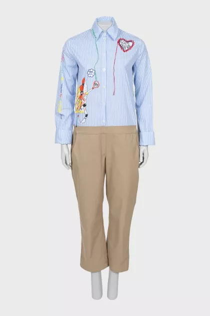 Overalls with trousers in a combined color