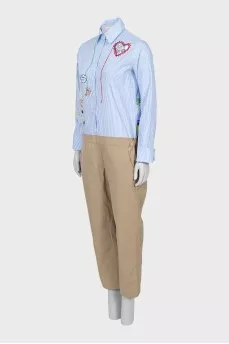 Overalls with trousers in a combined color