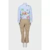 Overalls with trousers in a combined color
