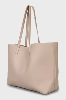 Beige leather tote bag