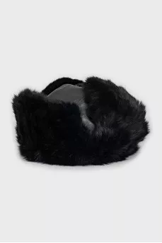 Leather and fur hat