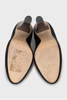 Black suede high heel shoes