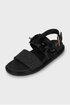 Wool sandals with sequins