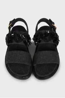 Wool sandals with sequins