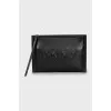 Leather clutch with brand logo