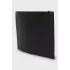 Leather clutch with brand logo