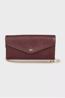 Leather clutch with gold chain