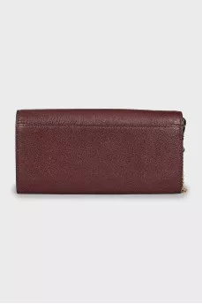 Leather clutch with gold chain