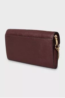 Leather clutch with gold chain
