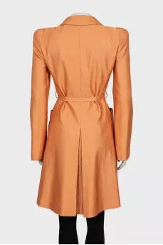 Orange trench coat with belt