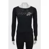 Wool and silk jumper with crystals
