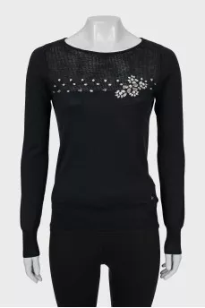 Wool and silk jumper with crystals
