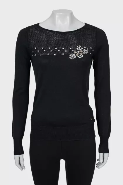 Wool and silk jumper with crystals