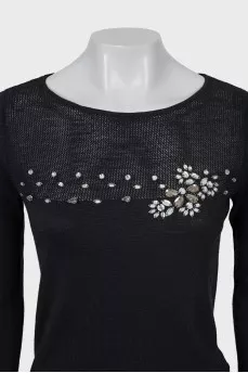 Wool and silk jumper with crystals