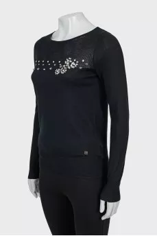 Wool and silk jumper with crystals