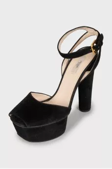 Black suede sandals