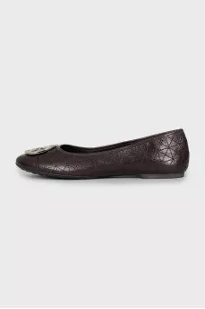 Brown leather ballet flats