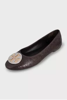 Brown leather ballet flats