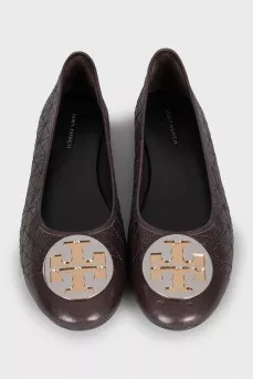 Brown leather ballet flats