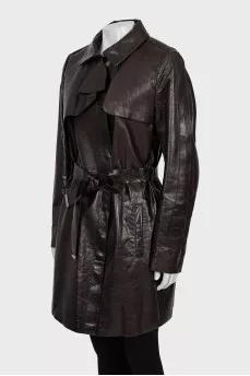 Dark brown fitted raincoat