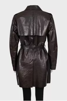 Dark brown fitted raincoat