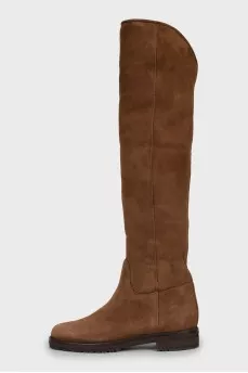 Insulated suede over-the-knee boots