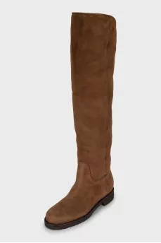 Insulated suede over-the-knee boots