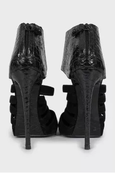 Ankle boots made of leather and suede