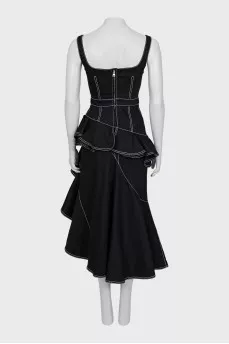 Denim dress with accent seams