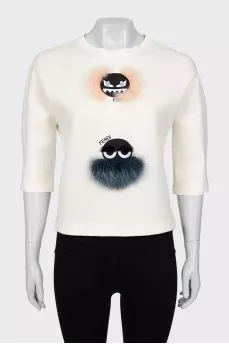 Sweatshirt with fur decor