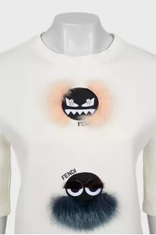 Sweatshirt with fur decor