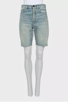 Distressed denim shorts