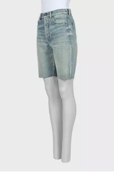 Distressed denim shorts