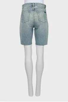 Distressed denim shorts