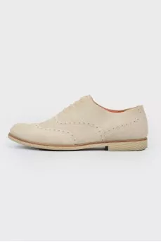 Beige suede brogs